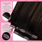 YoungSee Human Hair Clip in Extensions Balayage Human Hair Extensions Clip ins Dark Brown Mix Medium Brown Clip in Extensions Real Human Hair Soft Remy Hair 7Pcs 16In 120G