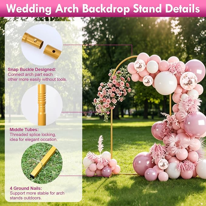 6ft Arch Backdrop Stand, Metal Wedding Arch Backdrop Stand - Image 4