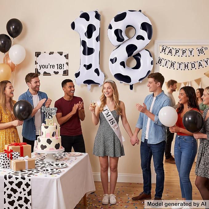 40 Inch Cow Print Number 18 Balloon - Image 4