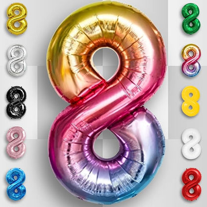 Rainbow Number Balloons 8 Mylar Foil 40 Inch - Image 4