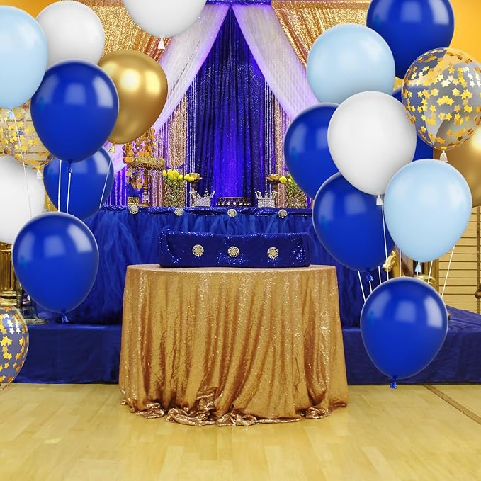 Blue Gold Balloons, 12 Inch Royal Blue and Gold Balloons - Image 5