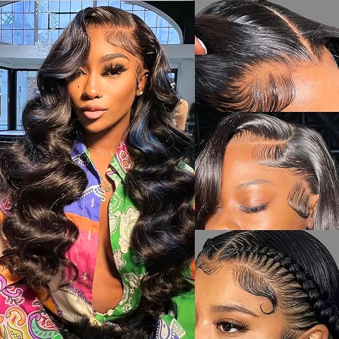 24 Inch 13x6 Body Wave Lace Front Wigs Human Hair 200 Density HD Transparent Lace Front Wigs for Black Women Glueless Frontal Wigs Human Hair Pre Plucked