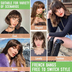 Bangs Hair Clip in Bangs 360°3D Cover Hair Topper Synthetic HairPieces for Women Light Brown Wispy Fake Bangs Toppers for Daily Wear