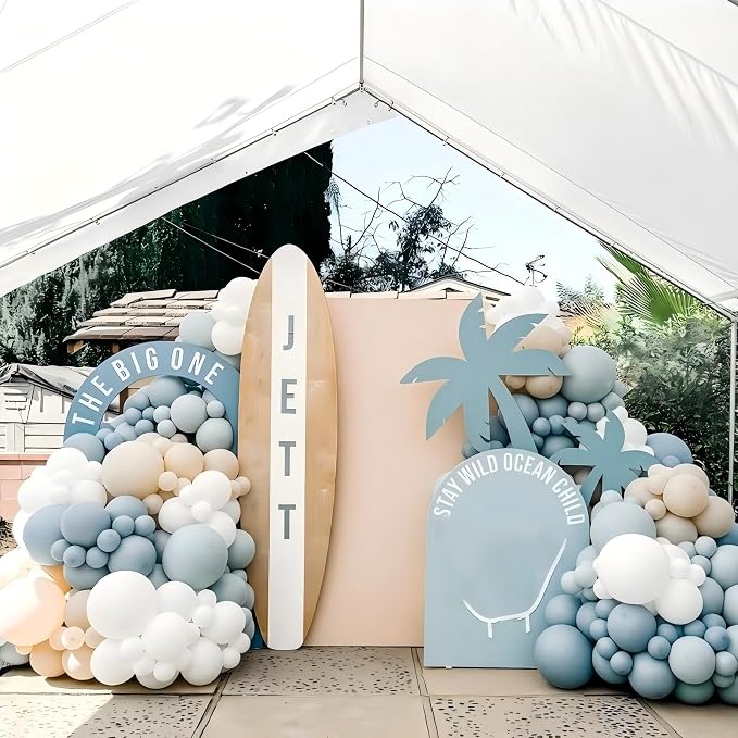 Blue White Balloons 12INCH Latex Balloon Coastal Birthday Sea Baby Shower | - Image 3