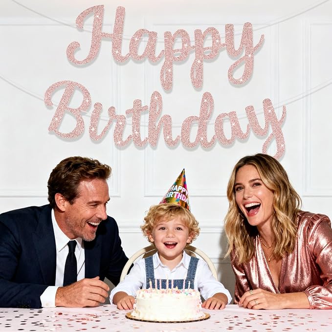 Glitter Happy Birthday Banner Sign Birthday Garland Wall Door Banners Flag - Image 5
