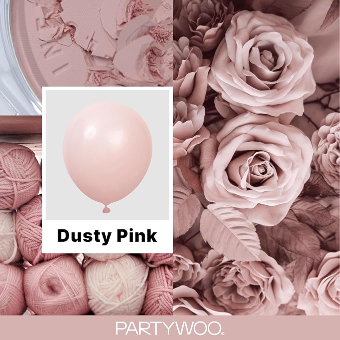 PartyWoo Dusty Pink Balloons 140pcs Lilac Pink Color 18 12 10 5 Inch | 18 12 10 - Image 2