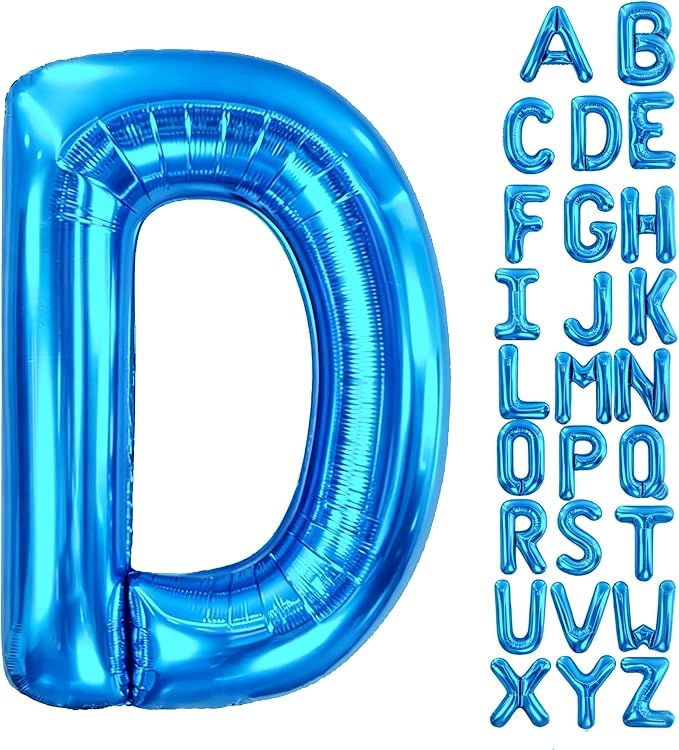 Letter D Balloon 40 Inch Blue, Giant Alphabet Foil Balloon, Big Mylar Party by Aeniaza
