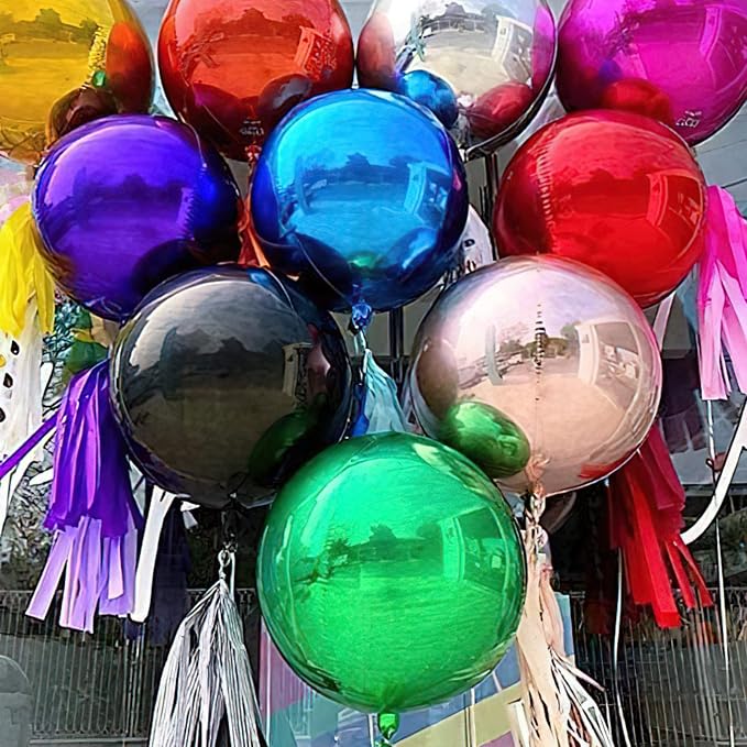 PartyWoo Red Large Round Giant 4D Jumbo Inflatable Foil Balloons 6pcs | 22 Inch - Image 2