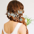 Wedding Flower Hair Accessories for Women: 4pcs Leaf and Flower Hair Combs for Women Accessories - Crystal Pearl Wedding Flower Clips Headpiece for Brides Bridesmaids Girls Updo (Green)