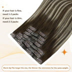 Full Shine Hair Extensions Clip in 22 Inch Seamless Hair Extensions Clip in Balayage Dark Brown Mix Platinum Blonde Remy Hair Extension Add Volume for Women 8 PCS 120 G