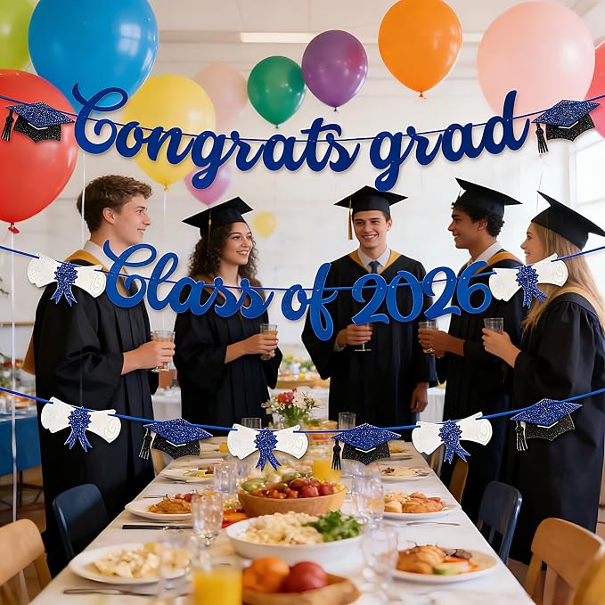 2026 Graduation Banners Party Decorations-Black Glitter We are So Proud of You - Image 3