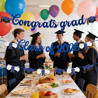 2026 Graduation Banners Party Decorations-Black Glitter We are So Proud of You - Image 3