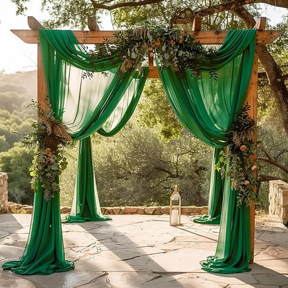 Wedding Arch Draping Fabric Backdrop 3 Panels, Emerald Green | 28.7"x20FT Sheer - Image 6