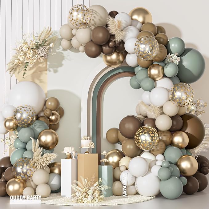 Ouddy Party Dusty Green Nude Balloons Garland Arch Kit 18 12 10 5 Inch | by OuddyParty