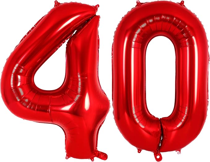 Red Number 40 Balloons, 40 Inch Big Large Foil Number Balloons, Jumbo Giant by AIQINHU