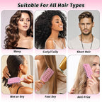 Curly Hair Brush Pink, Vented Curl Defining Brush for Effortlessly Detangling Shaping and Styling Women's Men's Curls on All Wet or Dry Hair Types, Reduces Frizz
