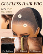 Arabella 13x6 Chocolate Brown Glueless Wigs Human Hair Pre Plucked Pre Cut 13x6 Ear to Ear Full HD Lace Front Wigs Human Hair 210% Density 4# Brown Straight Wig Drawstring Wig Human Hair 26 Inch
