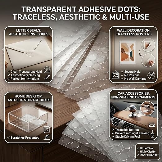 Glue Dots Double Sided 300 PCS, 0.79 Inch Clear Sticky Tack, Transparent - Image 5