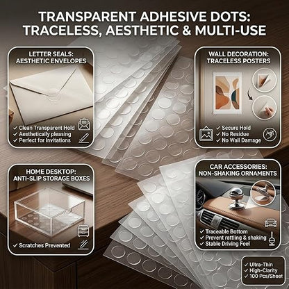 Glue Dots Double Sided 300 PCS, 0.79 Inch Clear Sticky Tack, Transparent - Image 5