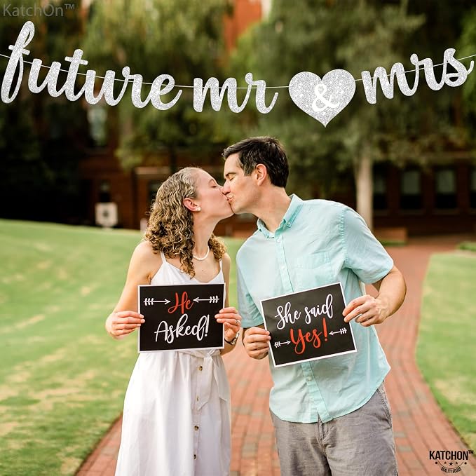 KatchOn Glitter Future Mr & Mrs Banner 10 Ft, Engagement Party Decorations | - Image 7