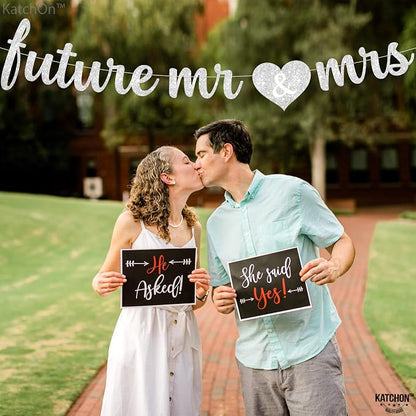 KatchOn Glitter Future Mr & Mrs Banner 10 Ft, Engagement Party Decorations | - Image 7