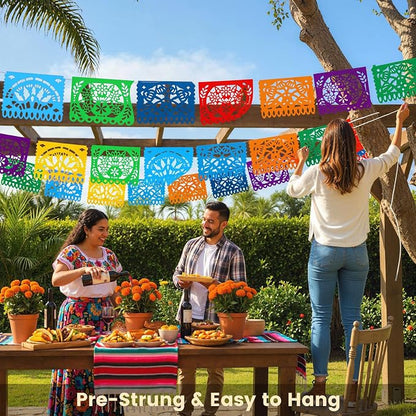 DOMESTAR 1 Pack 18 FT Papel Picado Banner, Fiesta Mexican Party Decoration | - Image 5