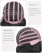 Short Wavy Wigs With Bangs 14 Inch Black Wigs For Black Women Natural Looking Soft Light Synthetic Hair Replacement Wigs Heat Resistant (14 inch,black)
