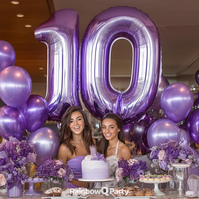 RainbowQ Purple 1 Balloon Number 40 Inch 0-40 Foil Large Balloons | Big Mylar 1 - Image 4