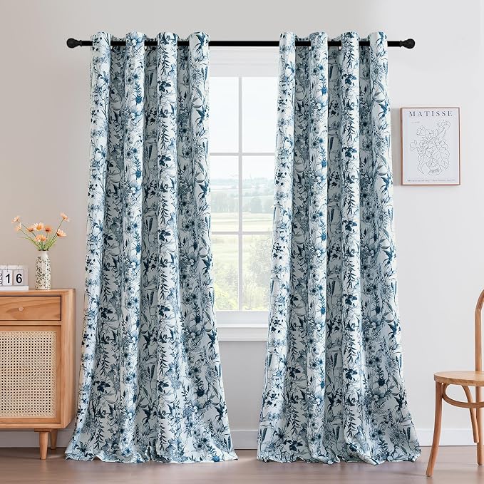 H.VERSAILTEX Blackout Curtains 96 Inch Length 2 Panels Set Floral Print Curtain by HVERSAILTEX