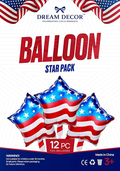 Dream Decor American Flag Star Balloons 12 Pack – 18 Inch Patriotic Foil Star - Image 8