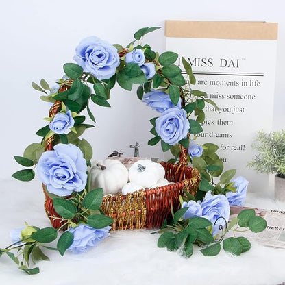 TELDRASSIL 4Pcs Artificial Rose Vine Fake Flower Garland Fake Silk Rose Hanging - Image 4
