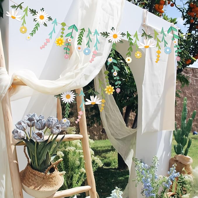 Flower Leaves Banner Flower Garland Paper Wildflower Party Decorations | Paper - Image 4