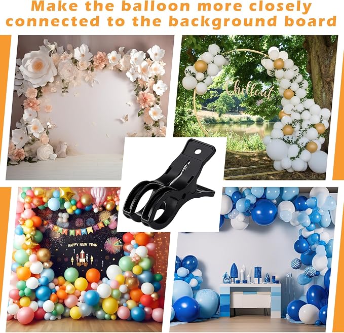 LemonRoad 10 Pack Large Balloon Arch Clips Plastic Transparent Backdrop Spring - Image 6