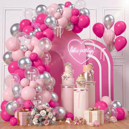 Hot Pink Silver Balloons 60pcs Light Pink Silver Balloon Bow Transparent Clear by Unknown