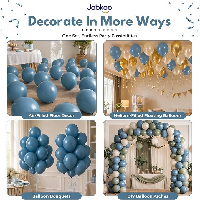 Jobkoo Slate Blue Balloons 12 Inch, Dusty Dark Teal Blue Latex Balloon | Matte - Image 4