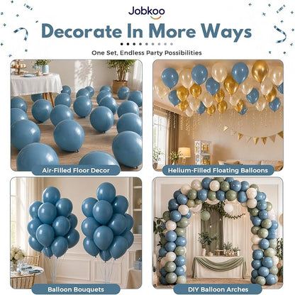 Jobkoo Slate Blue Balloons 12 Inch, Dusty Dark Teal Blue Latex Balloon | Matte - Image 4