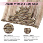Pro2.0 Clip in Hair Extensions Real Human Hair 120g Thick 7pcs #18/22/60 Balayage Ash Blonde to Golden Blonde and Platinum Blonde Real Human Hair Extensions Clip ins 14inch（#18/22/60-14inch）
