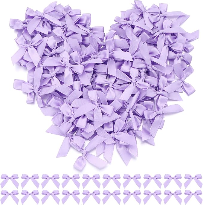 Purple Mini Bows 1.57" 100PCS Small Satin Ribbon Bows by Loomeshribbonforcrafts%EF%BC%81