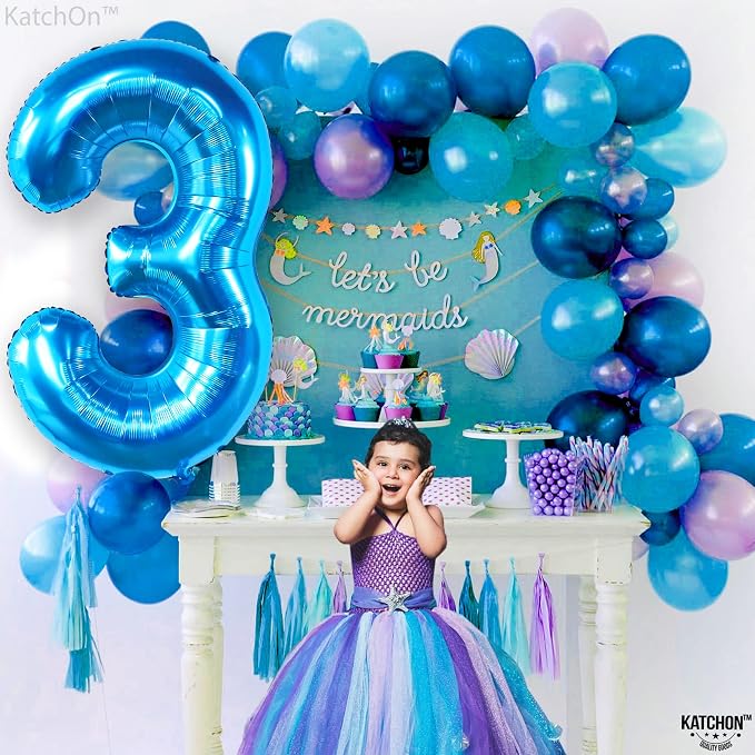 KatchOn Blue Foil Number Balloon 40 Inch, Number 3 Balloon | Mylar Foil Balloon - Image 3