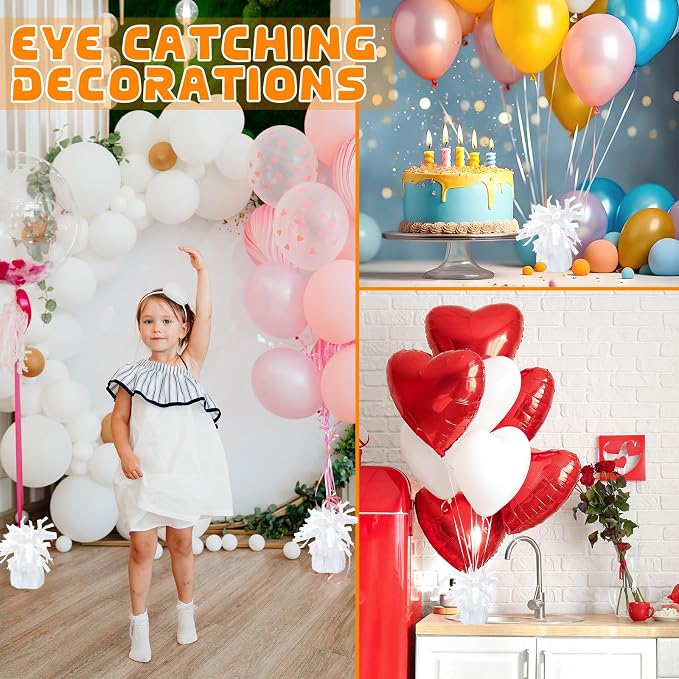 8 Pcs White Metallic Balloon Weights Holder Anchors Balloon Holder Weights - Image 4