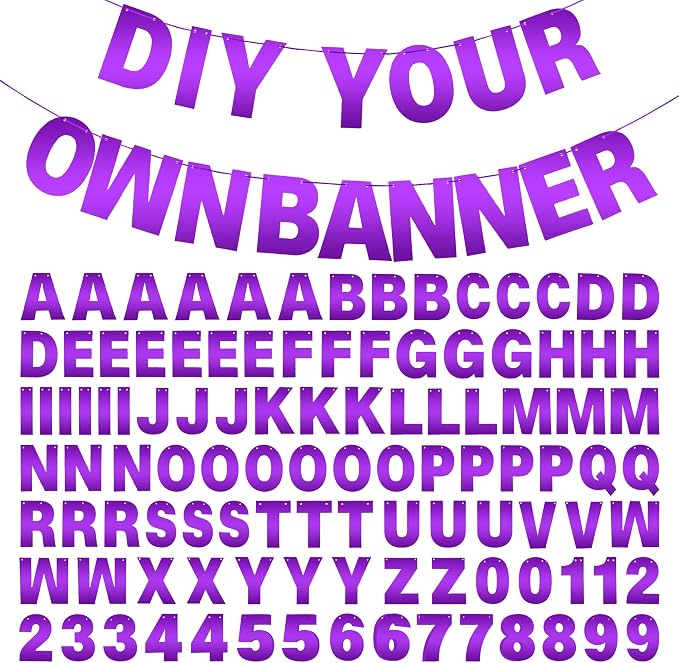DIY Banner Kit with Letters Bright Purple Customizable Birthday Banners by mifengda