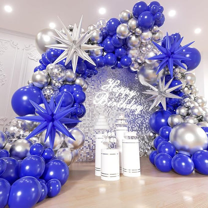 Blue and Silver Balloons Garland Arch Kit by Unknown