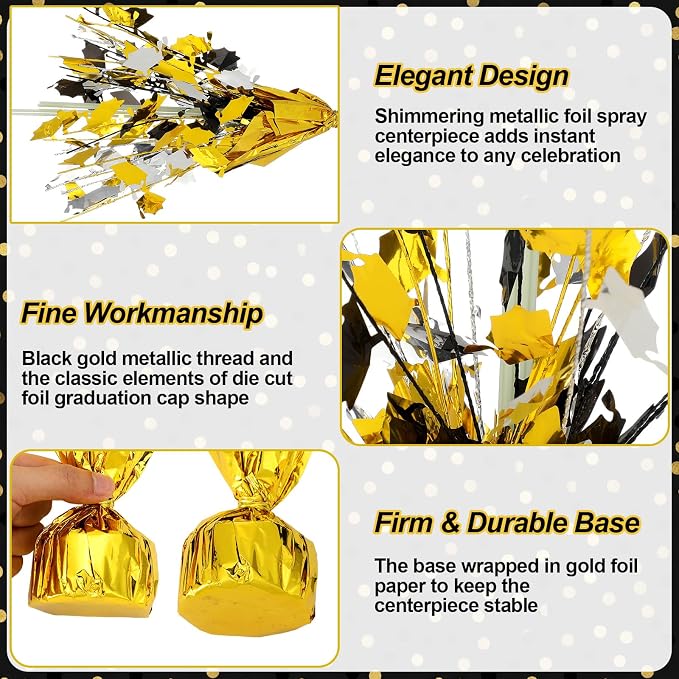 4 Set Black and Gold Balloon Stand Kit 2026 Table Centerpiece Metallic Foil - Image 3