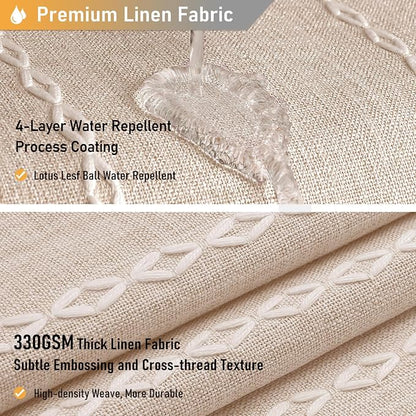 60x72 Boho Farmhouse Linen Heavy Duty Shower Curtain Set, Tan/Taupe | Narrow - Image 4