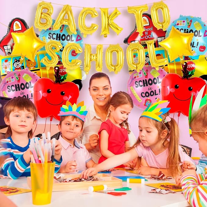 24 Pcs Large Back to School Balloons, Colorful Star School Bus House Foil - Image 6