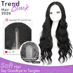 Black Wig for Women Long Wavy 4x1 Lace Natural Hairline Glueless for Beginners Middle Part Synthetic for Daily Party Use 30Inch