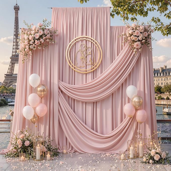 12ft x 10ft Dusty Pink Backdrop Curtains - Image 7