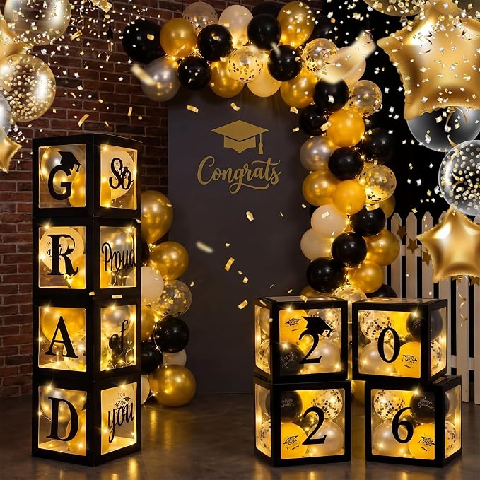 62 Pcs 2026 Graduation Party Decoration, Grad Balloons and LED Light Strings by Unknown