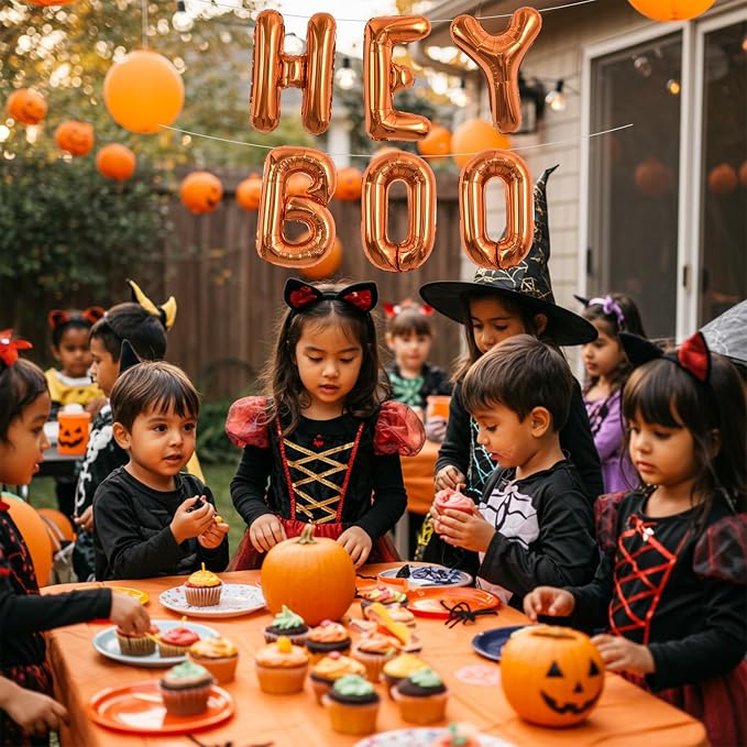 TONIFUL 16 Inch Orange Hey Boo Foil Banner Balloons Halloween Party Balloons - Image 5