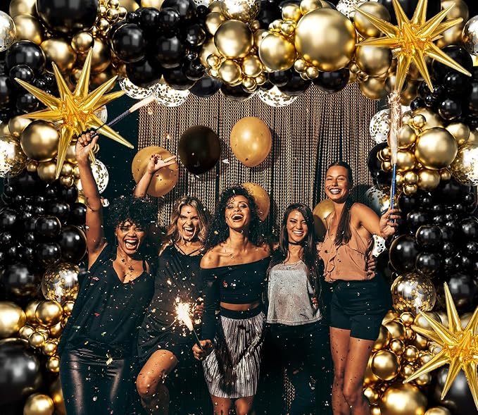 FOTIOMRG Black and Gold Balloons Garland Arch Kit, 5 10 12 18inch Black Gold - Image 7